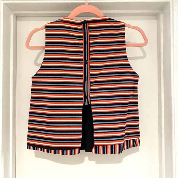 ZARA Size XS Stripped Cropped Sleeveless Crop Top w/ Button Up Opened Back - Picture 2 of 4